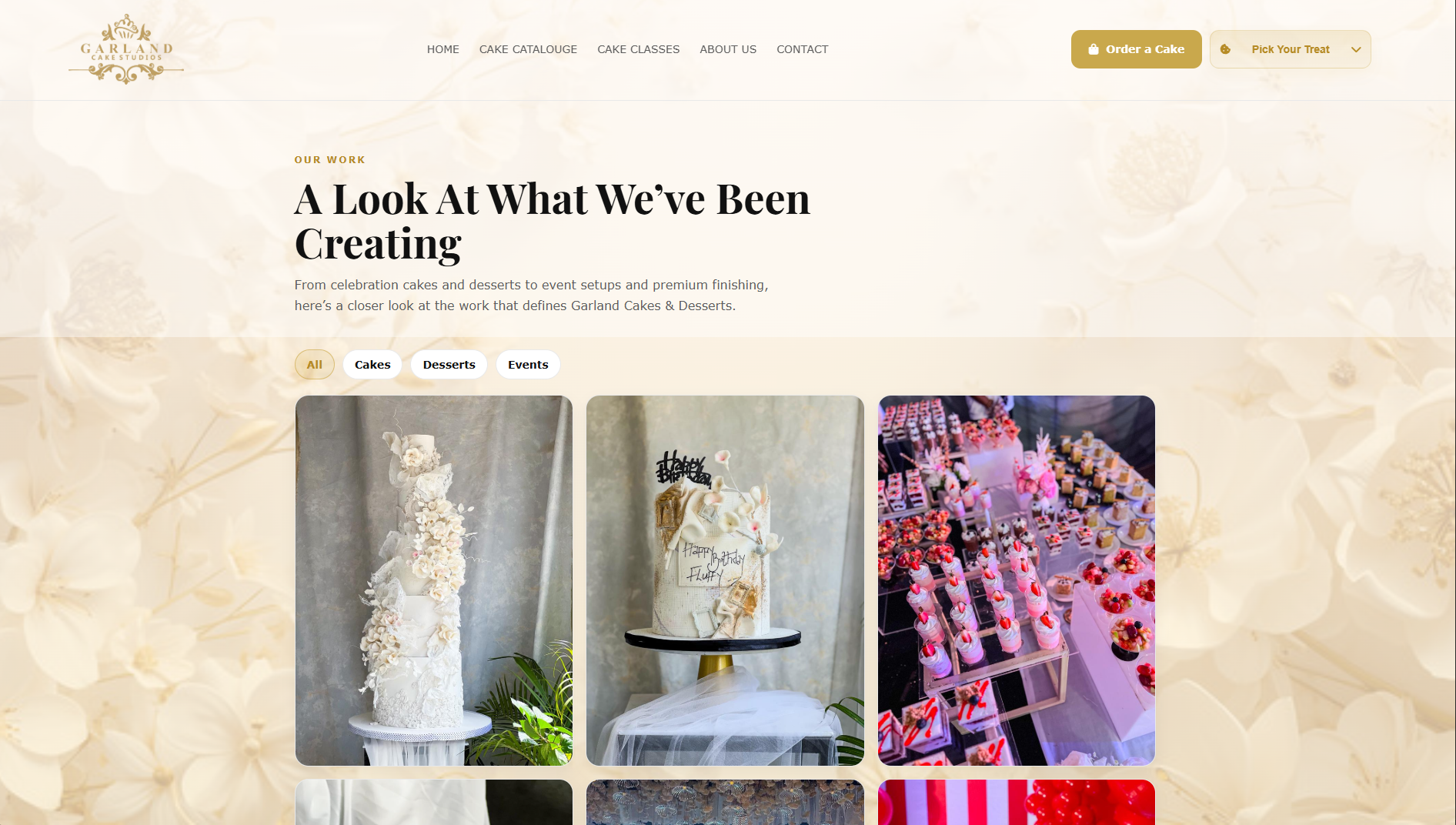 Garland Cakes catalogue page screenshot